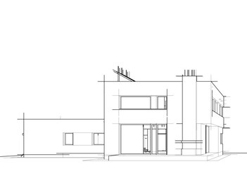 Architectural drawing vector 3d illustration