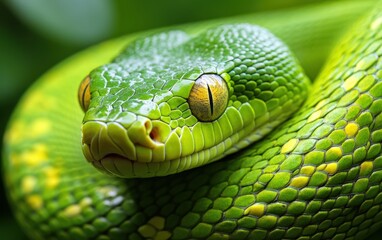 Fototapeta premium Green Wooden Snake 