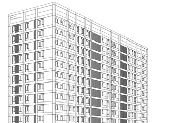 Fototapeta premium Architectural drawing vector 3d illustration