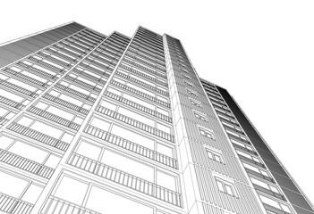 Fototapeta premium Architectural drawing vector 3d illustration