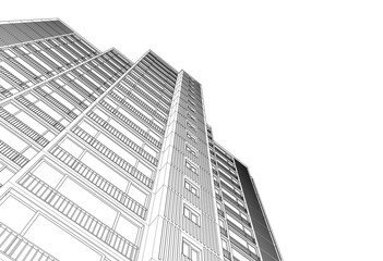 Architectural drawing vector 3d illustration