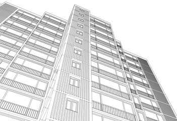 Fototapeta premium Architectural drawing vector 3d illustration