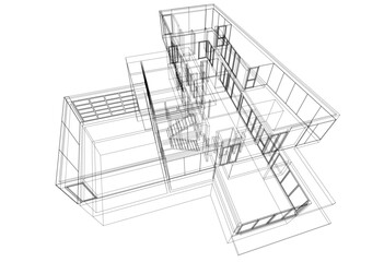 Architectural drawing vector 3d illustration