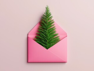 Pink Envelope with Tree for Holiday Decor