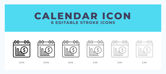 Calender icon symbol. Isolated. Vector illustration with editable stroke.