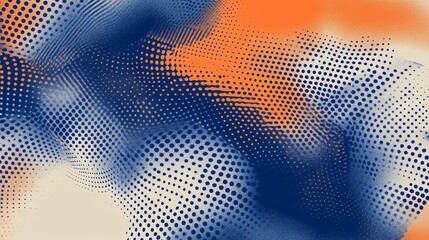 Abstract blue, orange and white dotted pattern.
