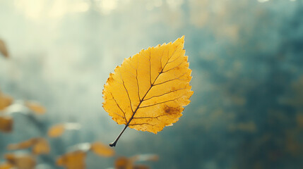 Obraz premium Golden Autumn Leaf in Focus