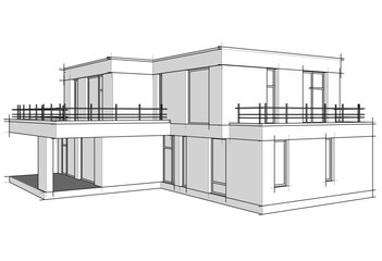 Architectural drawing vector 3d illustration