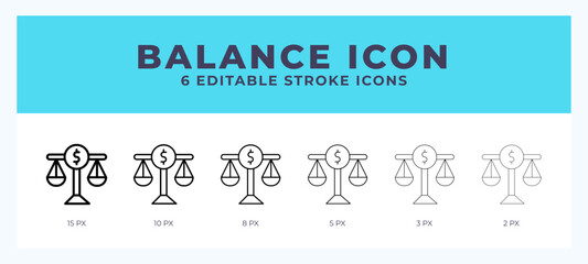 Balance lineal icon symbol vector. Black outline for web. App. Presentation and more.