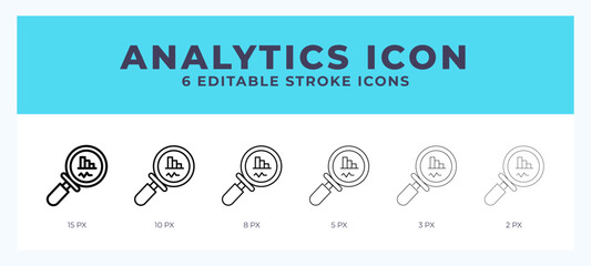 Analytics icon symbol. Isolated. Vector illustration with editable stroke.