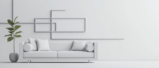 Minimalist living room with monochrome color palette