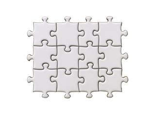 a white puzzle pieces arranged in a square