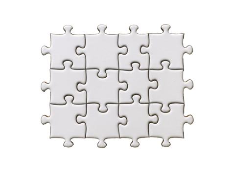 a white puzzle pieces arranged in a square