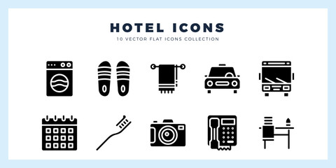 10 Hotel Glyph icon pack. vector illustration.