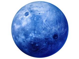 a blue planet with craters