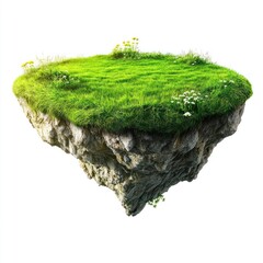 Floating grassy island with flowers
