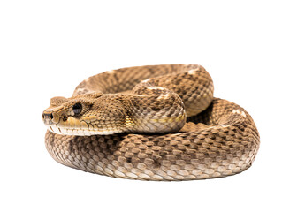a snake coiled up on a white background