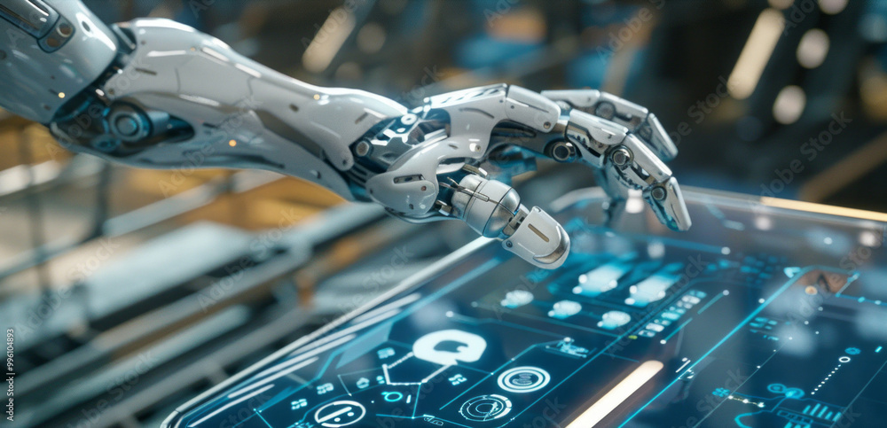 Poster A robot's hand is touching a computer screen
