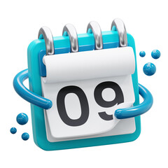 calendar day 9 3d icon illustration