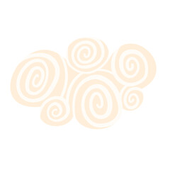 Cute stylized cloud in a simple vector style, isolated on a white background. Cartoon clouds with lines. Cloud for card design, textiles and print creation