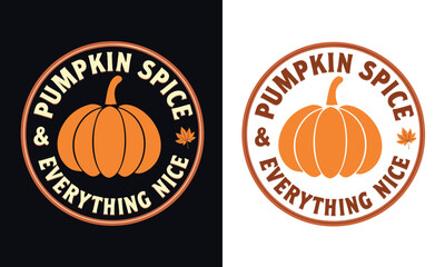 Pumpkin spice autumn-themed t-shirt with retro design
