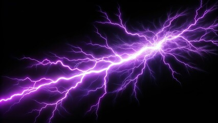 Obraz premium Bright purple and white lightning bolt is flashing against a black background