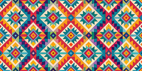 Seamless pattern design featuring colorful geometric shapes, pattern, seamless, design, abstract, geometric, shapes