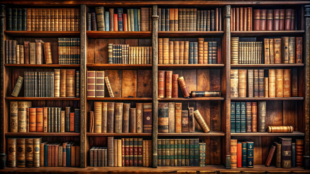 Vintage wooden bookshelf filled with antique and rare books, antique, rare, books, vintage, wooden, bookshelf, library