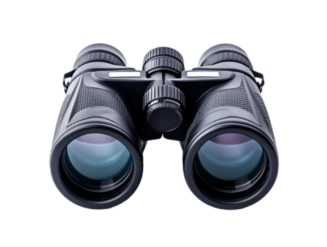 a black binoculars with a white background
