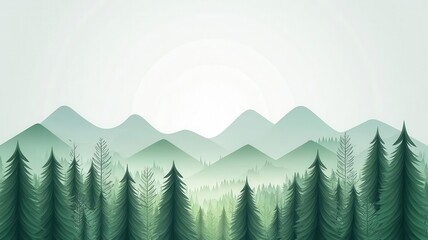 Fototapeta premium Aerial view of green forest, reforested area, flat design illustration