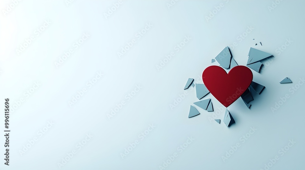 Poster fragmented heart in a void - symbolizing emotional disconnection and loneliness in distant relations