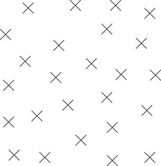 A small cluster of crosses scattered across the canvas.