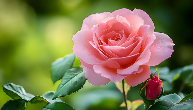 gardening french hybrid tea rose rose mme mailland rose peace on a green background on a summer day