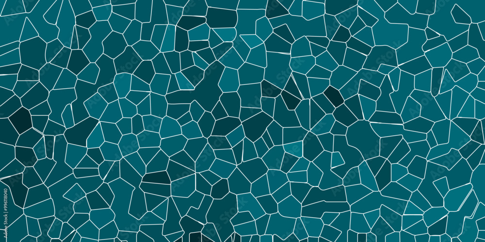 Poster abstract blue broken stained glass background design with colorful line. geometric polygonal backgro