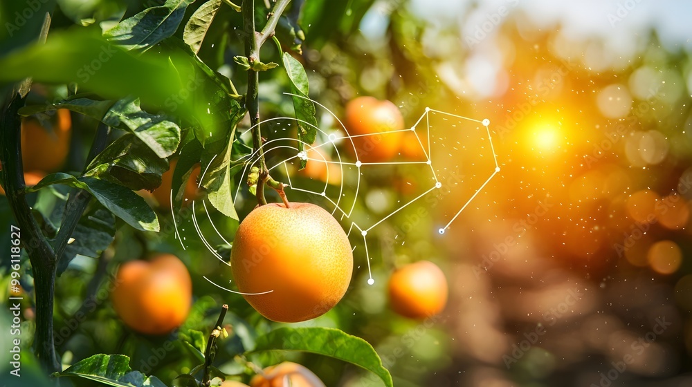 Aufkleber digital sensor monitoring fruit ripeness in precision agriculture setting