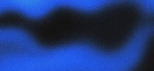 Blurred background of black blue waves with grainy texture