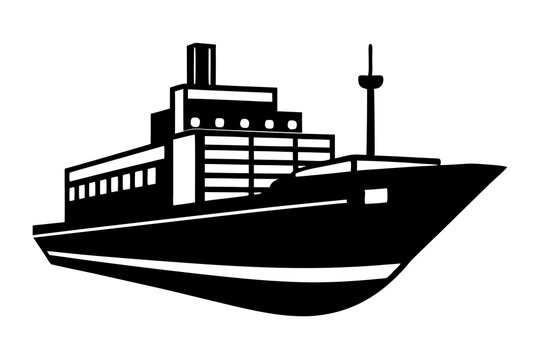 recommend clip art: Fishing vessel riverboat silhouette. cargo ship, cruise ship or boat vector illustration.