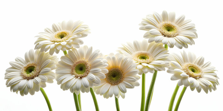 White gerberas on a white isolated background, white, gerberas, flowers, isolated, background, petals, beauty, purity