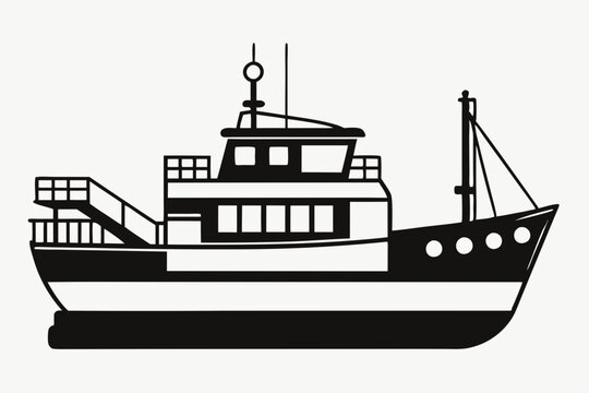 recommend clip art: Fishing vessel boats silhouette. cargo ship, cruise ship or boat vector illustration.