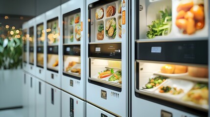 Futuristic Food Vending Machine Prepares Fresh Meals on Demand with High-Tech Automation