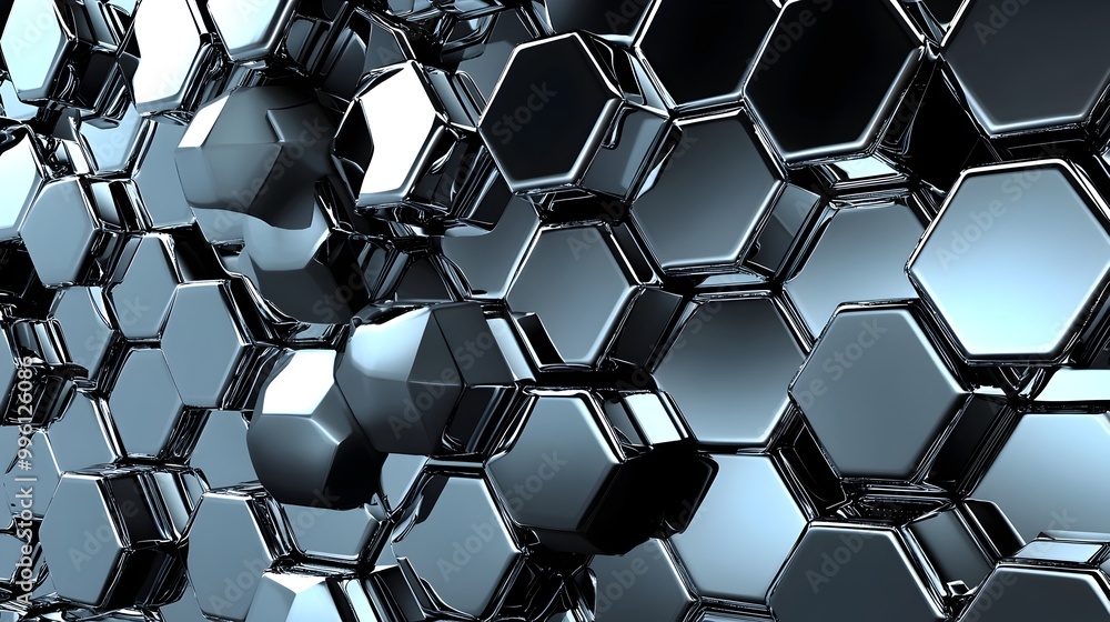 Aufkleber rotating hexagonal metallic patterns with 3d abstract background