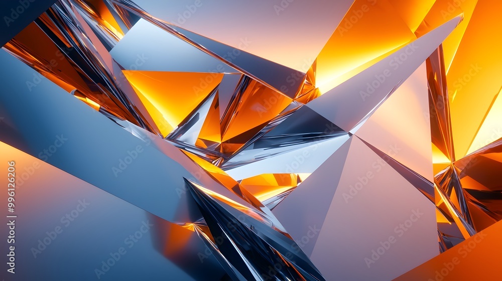 Poster brilliant prisms casting dynamic shadows in luminous 3d void