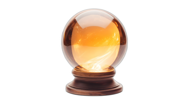 A witches crystal ball glowing with mysterious light isolated on a plain white background