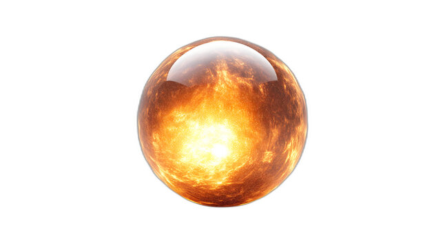 A witches crystal ball glowing with mysterious light isolated on a plain white background