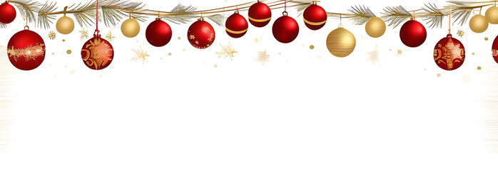 New Year banner, free space for text, Christmas tree, colorful balls