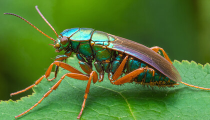 Naklejka premium Green Stink Bug on Leaf