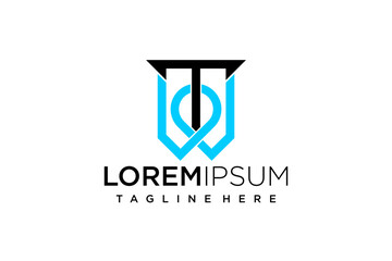 lettering at monogram TW line modern logo