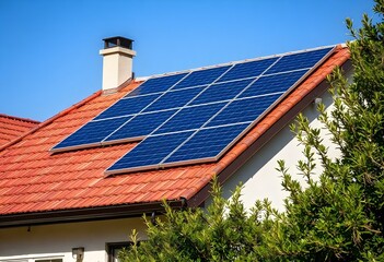 Fototapeta premium solar panels on the roof of a house