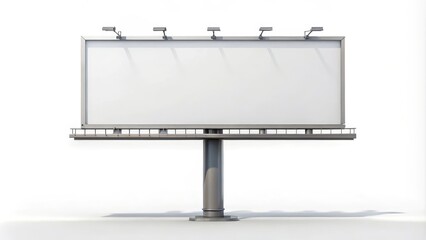 Obraz premium Billboard is displaying a white ad space with spotlights on the top