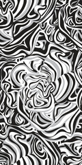 Abstract linear rose in black and white color. Free hand drawing swirling style. Trendy seamless pattern for fashion, homeware, textile, digital backdrop. 